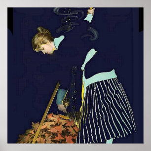 Höstbladsbål av C Coles Phillips Poster