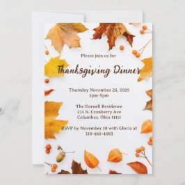 Höstbladskör Thanksgiving Middagsfest Inbjudningar