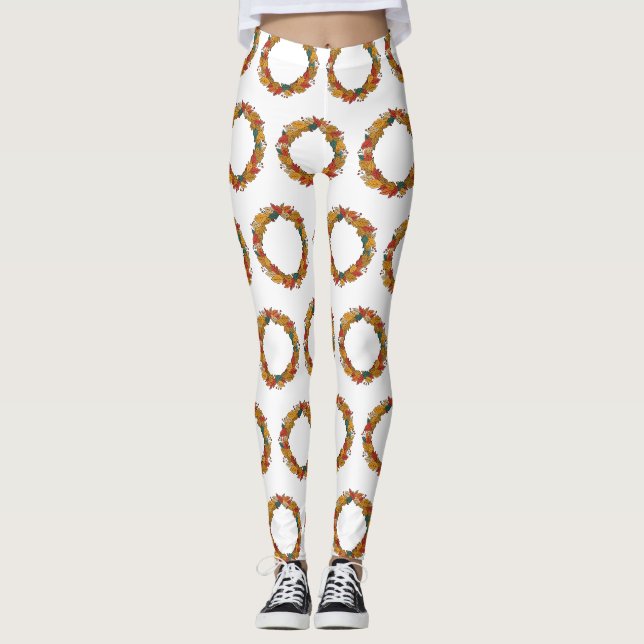 Höstbladskrans Cirkel Leggings (Framsida)