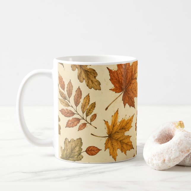 Höstbladsmönster | Akvarell höstfärgning  Kaffemugg (Med munk)