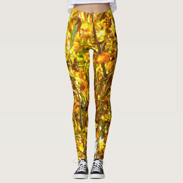 Höstbladsmönster Leggings (Framsida)