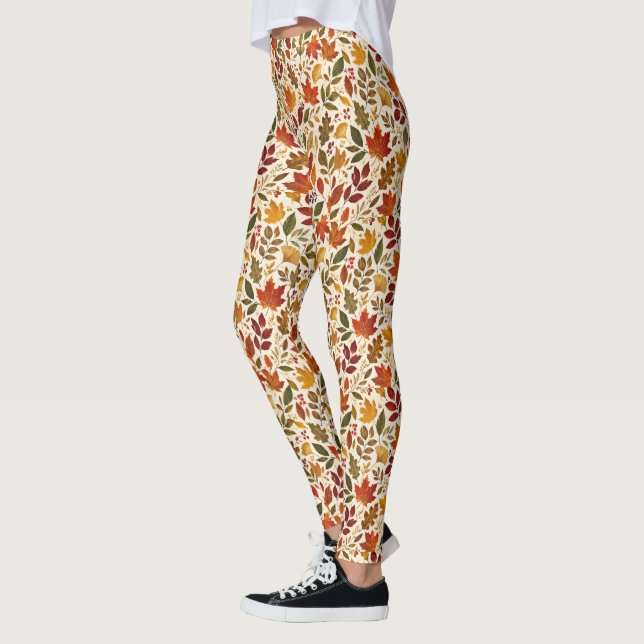 Höstbladsmönster Leggings (Vänster)