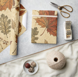 Höstbladsmönster – Vintage höstbotanik  Presentpapper