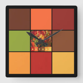 Höstblocket Färg Fyrkantig Klocka