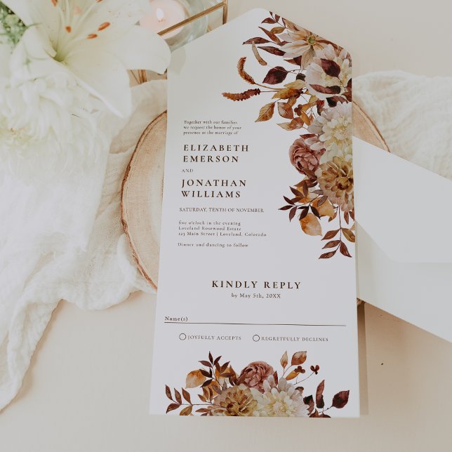 Höstblomma Bröllop (Fall Floral Wedding All In One Invitation by Painted Paperie
)