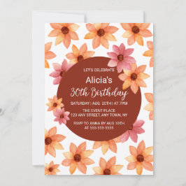 Höstblomma i alla åldrar Burgundy-födelsedag Inbjudningar