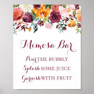 Höstblomma Mimosa Barskylt Affisch, Orange Rosa Poster