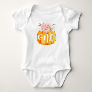 Höstblomma Pumpa Baby Flickas 1-årsdag ETT T Shirt