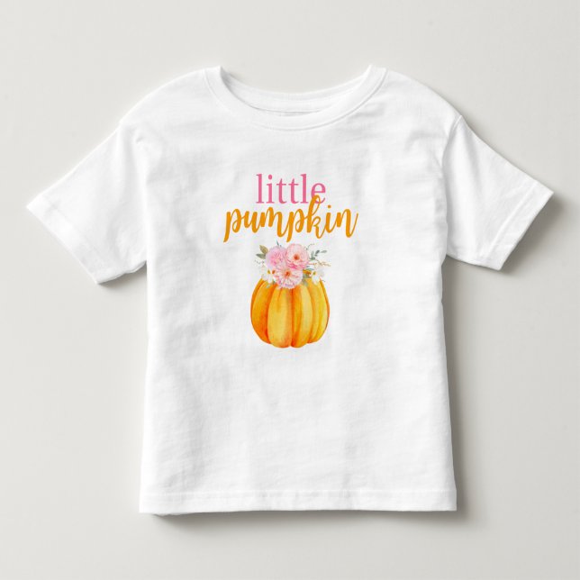 Höstblomma Pumpa Flickas Födelsedag Rosa & Orange T Shirt (Framsida)