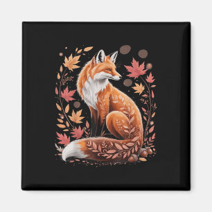 Höstblomma Räv Fall Boho Djur Natur Älskare Te Magnet