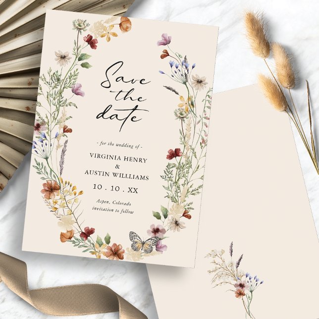 Höstblomma Spara Datum Platt Kort (Fall Floral Save The Date Flat Card
)