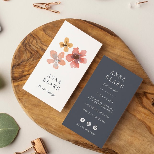 HöstBlommar | Lodrät för Blommigt av vattenfärg Visitkort (Skapare uppladdad)