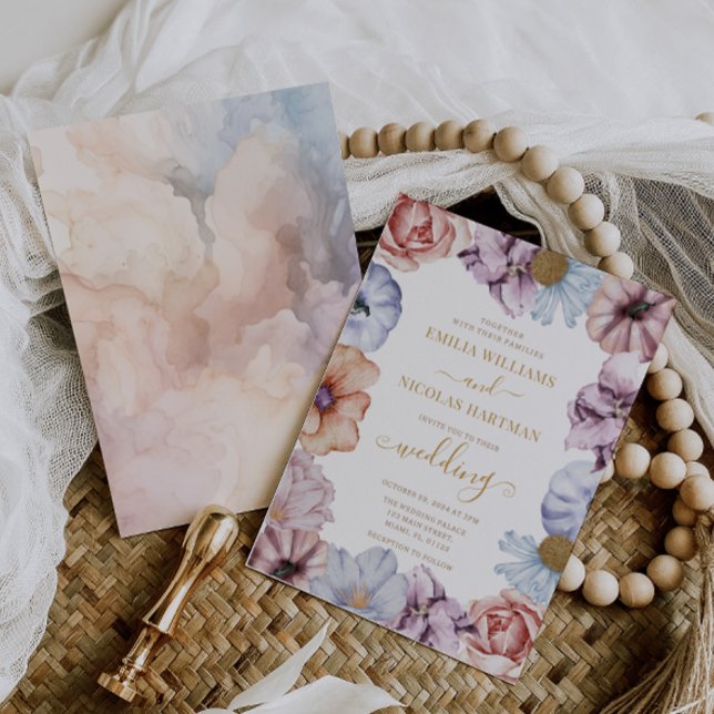 Höstblommig Boho Elegant Bröllop  Inbjudningar (Skapare uppladdad)