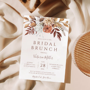 Höstblommig Boho Höstfärger Bröllopsbrunch Inbjudningar
