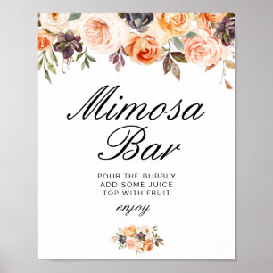 höstblommig bröllopsdusch mimosa bardisk skylt