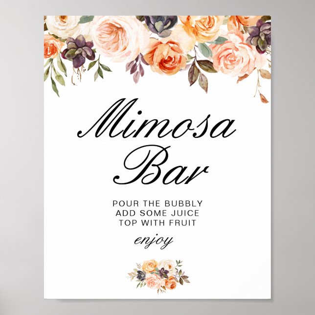 höstblommig bröllopsdusch mimosa bardisk skylt (Framsidan)