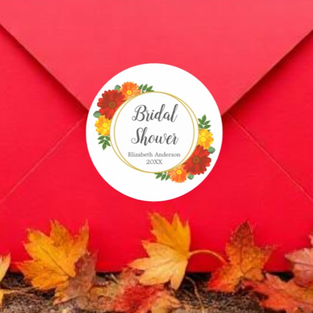 Höstblommig bröllopsfest runt klistermärke (Skapare uppladdad)