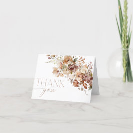 Höstblommig brun tan boho blommor tackkort