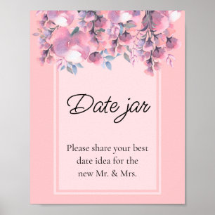 Höstblommig dammig ros datumkruka bröllopsdusch   poster