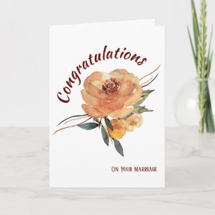 Höstblommig gratulationskort för bröllop kort