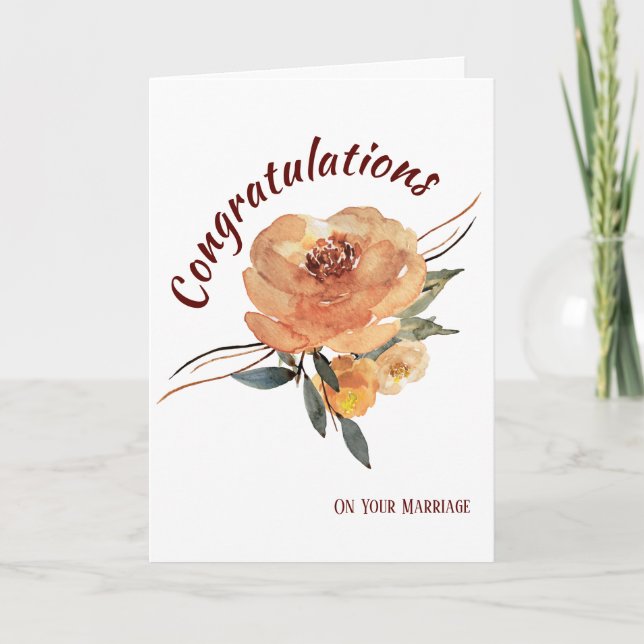 Höstblommig gratulationskort för bröllop kort (Framsida)