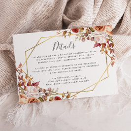 Höstblommig Guld Höst Bröllopsdetalj Tilläggskort