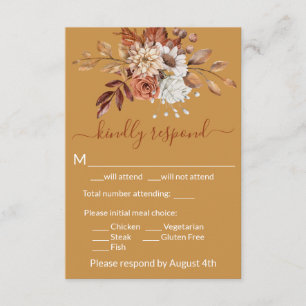 Höstblommig Guld Inneslutande RSVP-kort OSA Kort