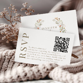 Höstblommig Höstbröllop RSVP QR-kod kort