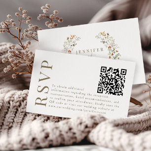 Höstblommig höstbröllop RSVP QR-kod kort