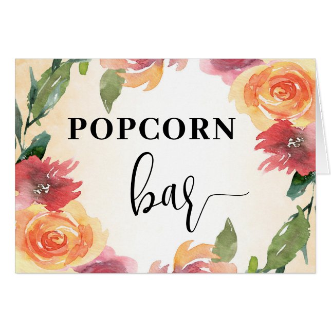 Höstblommig Popcorn Bar Matkort för Tält OBS Kort (Framsidan Horizontal)