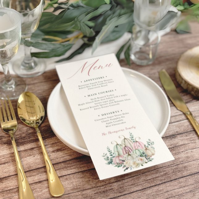 Höstblommig pumpa tackgårds Middag Meny (Skapare uppladdad)