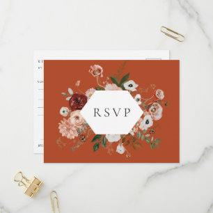 Höstblommig ram Bröllop RSVP sångförfrågan Inbjudan Vykort