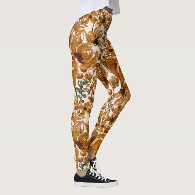 Höstblommig rustik mönster  leggings (Höger)