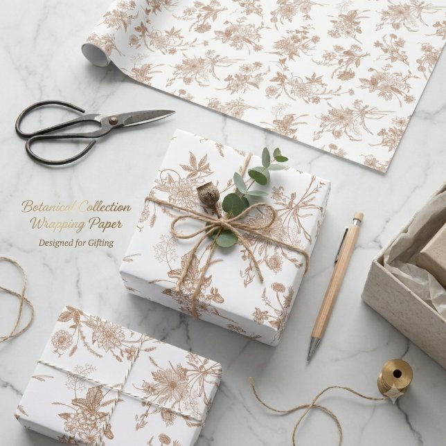 Höstblommig Toile-mönster Presentpapper (Skapare uppladdad)