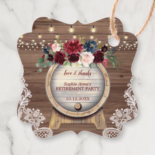 Höstblommig vintonnefästd vingård pensionsfest gåvor etiketter (Baksida)