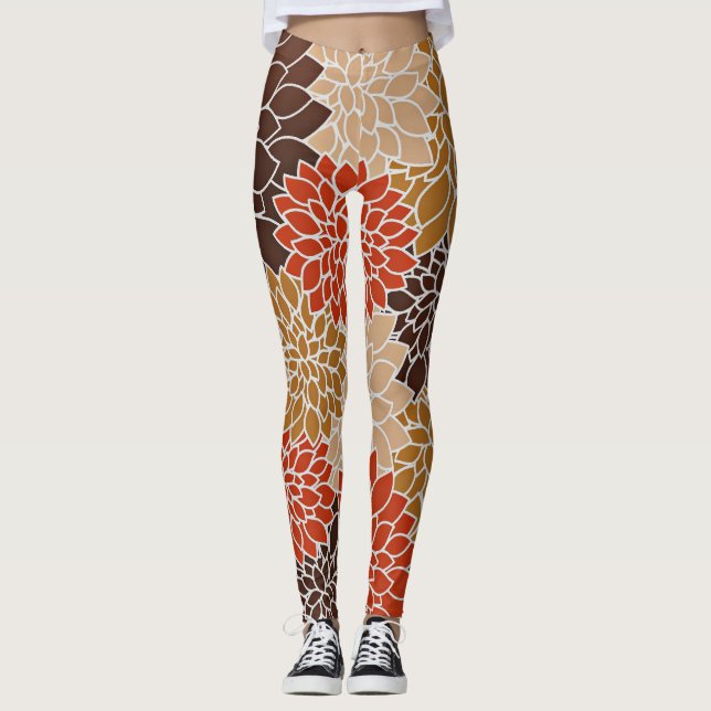 Höstblommigt mönster leggings (Framsida)