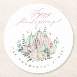 HöstBlommigt Pumpkin-Thanksgiving Underlägg Papper Rund