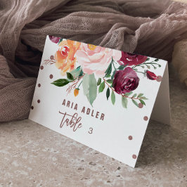 HöstBlommigt Ro Guld Ljusraktkort Bordsnummer