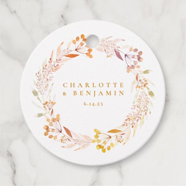 HöstBlommigt Vattenfärgning Anpassningsbar för vat Gåvor Etiketter (Framsida)