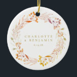 HöstBlommigt Vattenfärgning Personlig för vattenut Julgransprydnad Keramik<br><div class="desc">Höst Blommigt Vattenfärg Personlig för utandning Ornament</div>