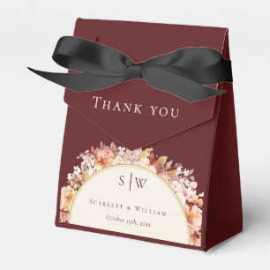 HöstBlommigten Burgundy Bröllop Tack Monogram Presentaskar