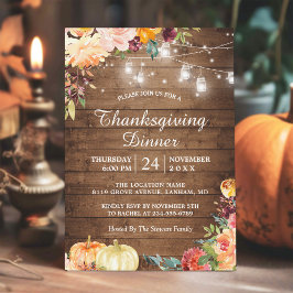HöstBlommigten Mason Burk Ljus Thanksgiving Dinner Inbjudningar