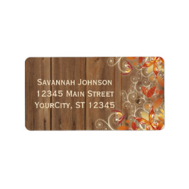 HöstBlommigten Rustic Wood Fall Adressetiketter