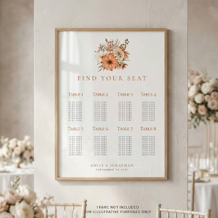 Höstblommor 8 bord Höftlig sittplan för bröllop Poster