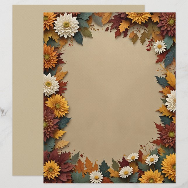 Höstblommor brevpapper (Fram/baksida)