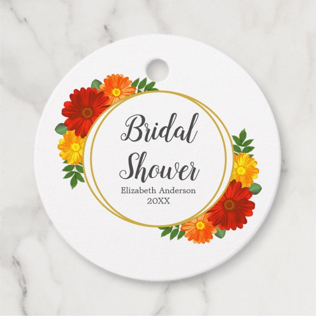 Höstblommor Bröllopsdusch Gåvor Etiketter (Framsida)