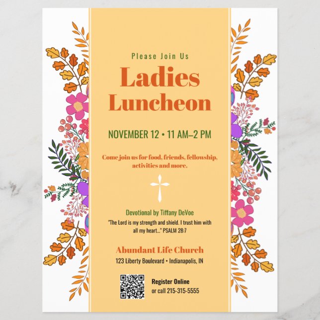 Höstblommor Damernas kyrklunch Reklamblad (Framsidan)