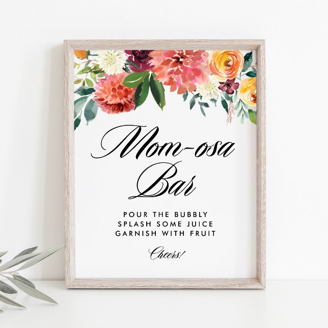 Höstblommor Fall Baby Shower Mimosa Mamma-osa Pub Poster (Skapare uppladdad)