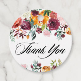 Höstblommor för vattenfärg, Blommigt Bröllop Tack Gåvor Etiketter
