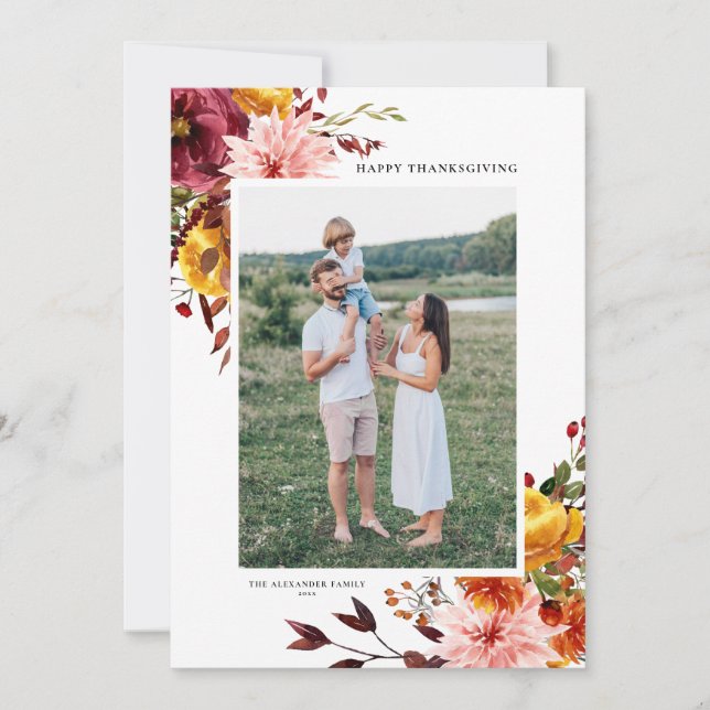 Höstblommor för vattenfärg Happy thanksgiving (Framsida)